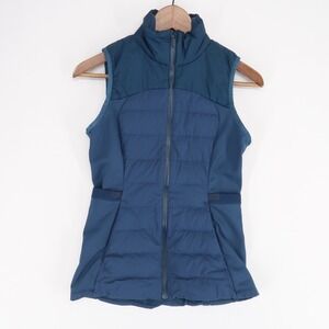 Lululemon Down For It All Vest Womens 4 Blue Quilted Puffer Goose Down Full Zip